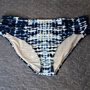 Mynah blue and white medium coverage swim bottoms size 20W NWT